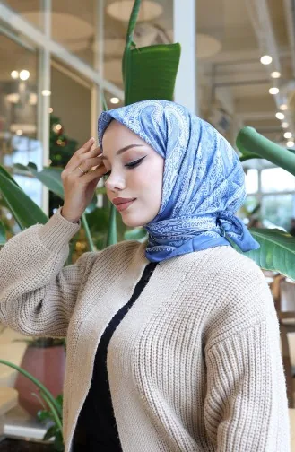 Gestreepte Katoenen Coconsjaal 70337-09 Indigo 70337-09