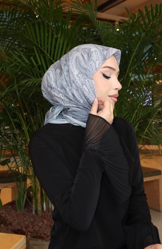 وشاح شرنقة قطني منقوش 70337-11 رمادي 70337-11