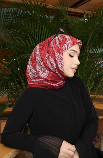 وشاح شرنقة قطني منقوش 70337-12 أحمر قرمزي 70337-12