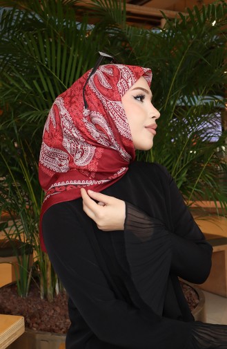 وشاح شرنقة قطني منقوش 70337-12 أحمر قرمزي 70337-12