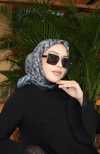 وشاح شرنقة قطني منقوش 70337-13 أسود 70337-13