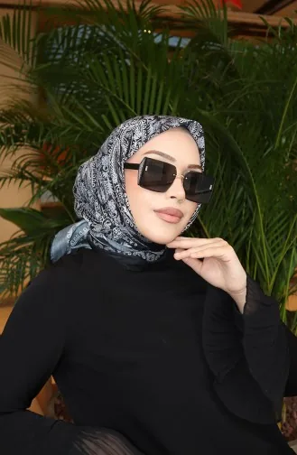 Patterned Cotton Cocoon Scarf 70337-13 Black 70337-13