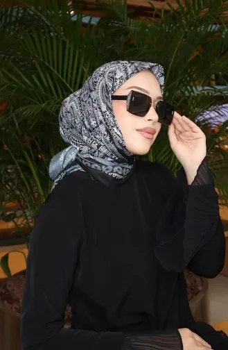 Patterned Cotton Cocoon Scarf 70337-13 Black 70337-13