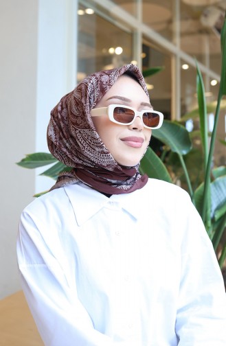 وشاح شرنقة قطني منقوش 70337-14 بني 70337-14