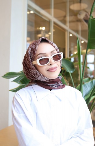 وشاح شرنقة قطني منقوش 70337-14 بني 70337-14