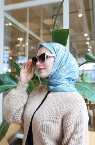 Patterned Cotton Cocoon Scarf 70337-15 Almond Green 70337-15