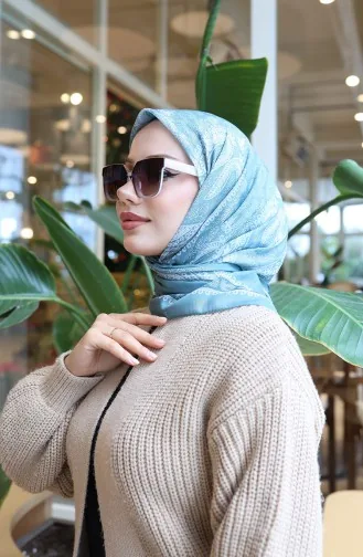Patterned Cotton Cocoon Scarf 70337-15 Almond Green 70337-15