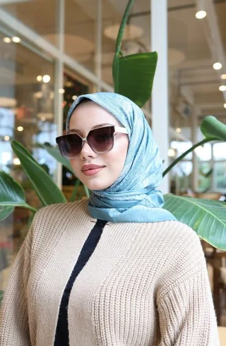 Patterned Cotton Cocoon Scarf 70337-15 Almond Green 70337-15