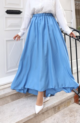 Elastic Waist Relaxed Fit Skirt 0227-01 Indigo 0227-01