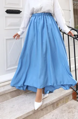 Jupe Coupe Décontractée à Taille élastique 0227-01 Indigo 0227-01
