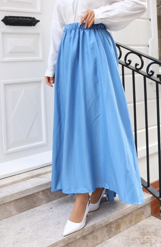 Elastic Waist Relaxed Fit Skirt 0227-01 Indigo 0227-01