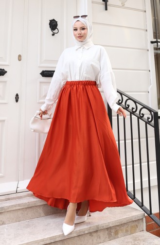 Relaxte Rok Met Elastische Tailleband 0227-02 Terracotta 0227-02