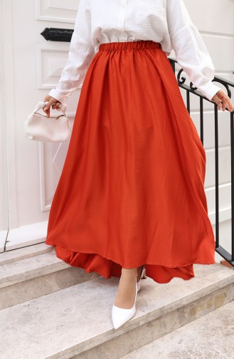 Relaxte Rok Met Elastische Tailleband 0227-02 Terracotta 0227-02