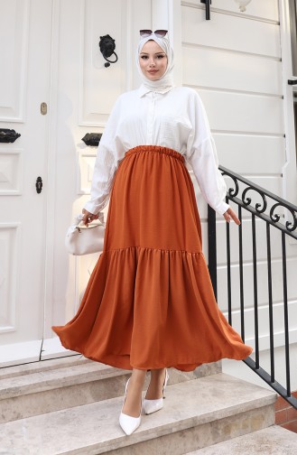 Relaxte Rok Met Elastische Tailleband 0227A-02 Beige 0227A-02