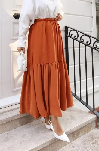 Jupe Coupe Décontractée à Taille élastique 0227A-02 Beige 0227A-02