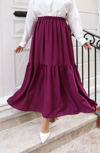 Jupe Coupe Décontractée Avec Taille élastique 0227A-03 Violet 0227A-03