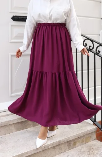 Jupe Coupe Décontractée Avec Taille élastique 0227A-03 Violet 0227A-03