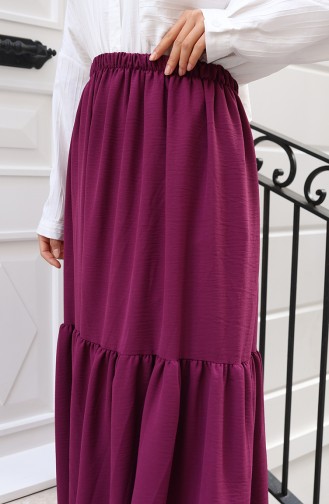 تنورة بقصة مريحة وخصر مطاطي 0227A-03 بنفسجي 0227A-03