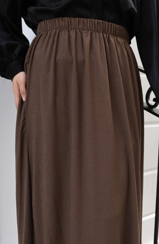 Relaxed Fit Skirt With Elastic Waistband 0227C-01 Brown 0227C-01