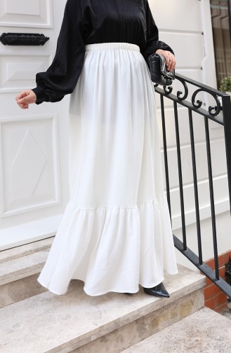 Rock Mit Lockerer Passform Und Elastischem Bund Farbe Ecru Modell 0227C-02 0227C-02