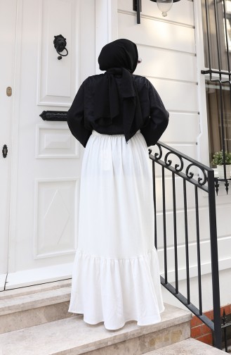 Rock Mit Lockerer Passform Und Elastischem Bund Farbe Ecru Modell 0227C-02 0227C-02