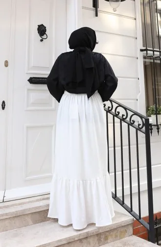 Jupe Coupe Décontractée à Taille élastique 0227C-02 Écru 0227C-02