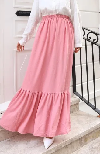 Jupe Coupe Décontractée à Taille élastique 0227C-03 Rose 0227C-03