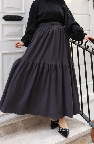 Relaxed Fit Skirt With Elastic Waistband 0227C-04 Smoke Grey 0227C-04