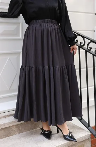 Relaxed Fit Skirt With Elastic Waistband 0227C-04 Smoke Grey 0227C-04
