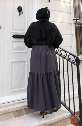 Relaxed Fit Skirt With Elastic Waistband 0227C-04 Smoke Grey 0227C-04