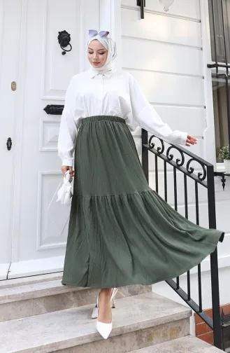 Jupe Coupe Décontractée Avec Taille élastique 0227C-05 Kaki 0227C-05