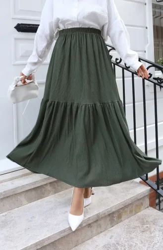 Jupe Coupe Décontractée Avec Taille élastique 0227C-05 Kaki 0227C-05