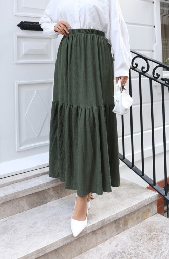 Relaxte Rok Met Elastische Tailleband 0227C-05 Khaki 0227C-05