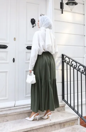 Jupe Coupe Décontractée Avec Taille élastique 0227C-05 Kaki 0227C-05