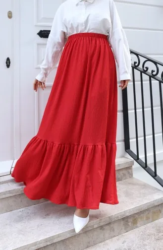 Jupe Rouge à Taille élastique Et Coupe Décontractée 0227C-06 0227C-06