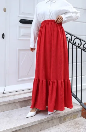 Jupe Rouge à Taille élastique Et Coupe Décontractée 0227C-06 0227C-06