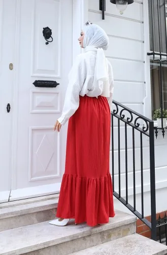 Jupe Rouge à Taille élastique Et Coupe Décontractée 0227C-06 0227C-06