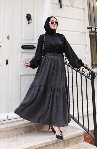 Rok Met Elastische Taille En Relaxte Pasvorm 0227C-07 Antraciet 0227C-07