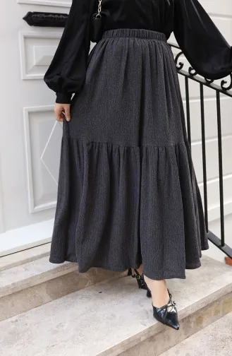 Jupe Coupe Décontractée à Taille élastique 0227C-07 Anthracite 0227C-07