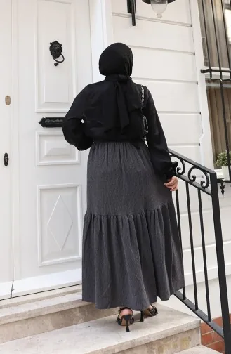 Jupe Coupe Décontractée à Taille élastique 0227C-07 Anthracite 0227C-07