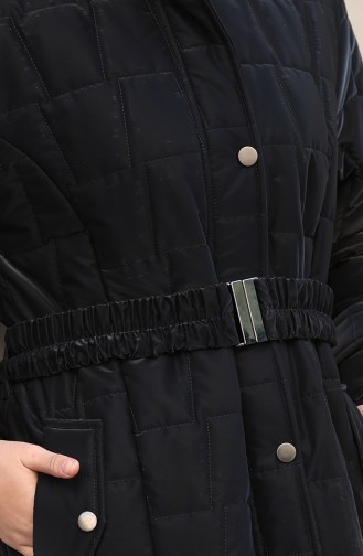 Kapuzenjacke In Übergröße Mit Gürtel 6322-01 Schwarz 6322-01