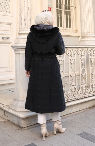 Kapuzenjacke In Übergröße Mit Gürtel 6322-01 Schwarz 6322-01