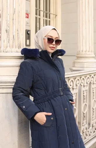 Kapuzenjacke In Übergröße Mit Gürtel 6322-02 Marineblau 6322-02