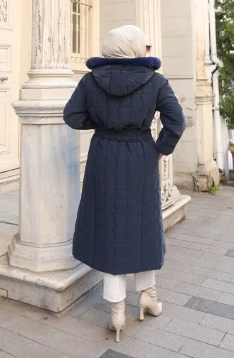 Kapuzenjacke In Übergröße Mit Gürtel 6322-02 Marineblau 6322-02