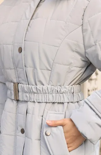 Veste à Capuche Grande Taille Avec Ceinture 6322-03 Gris 6322-03