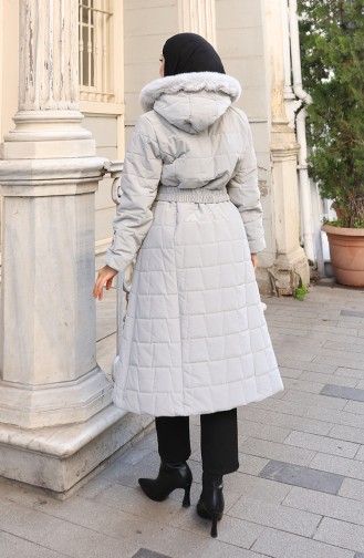 Veste à Capuche Grande Taille Avec Ceinture 6322-03 Gris 6322-03