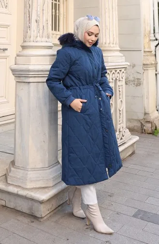 Plus Size Capuchonjas Met Trekkoord In De Taille 6343-02 Marineblauw 6343-02