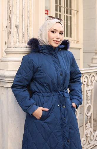 Plus Size Capuchonjas Met Trekkoord In De Taille 6343-02 Marineblauw 6343-02