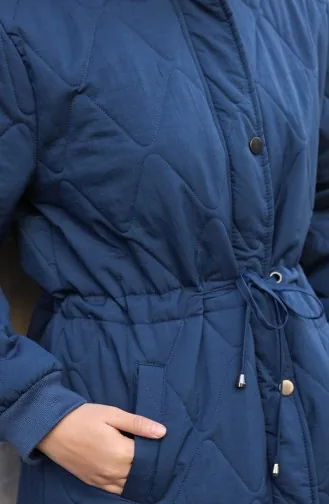 Plus Size Capuchonjas Met Trekkoord In De Taille 6343-02 Marineblauw 6343-02