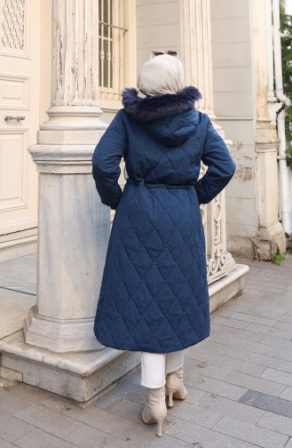 Plus Size Capuchonjas Met Trekkoord In De Taille 6343-02 Marineblauw 6343-02